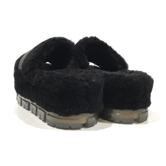 UGG FLUFFITA CLEAR FLUFF SLIDE PLATFORM SANDALS -BLACK -WOMEN’S US 7 -NEW - Picture 2 of 7